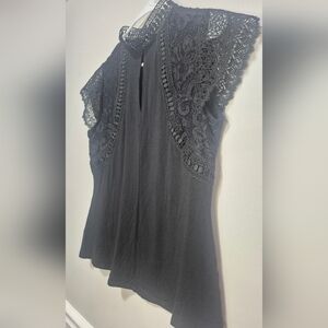 Belldini Size MEDIUM Black Lace Detail Blouse